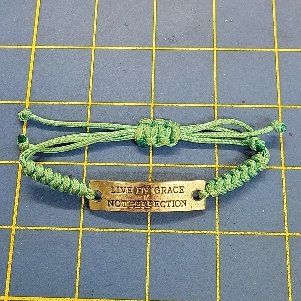 Live by Grace Not Perfection Light Teal & Silver Bracelet